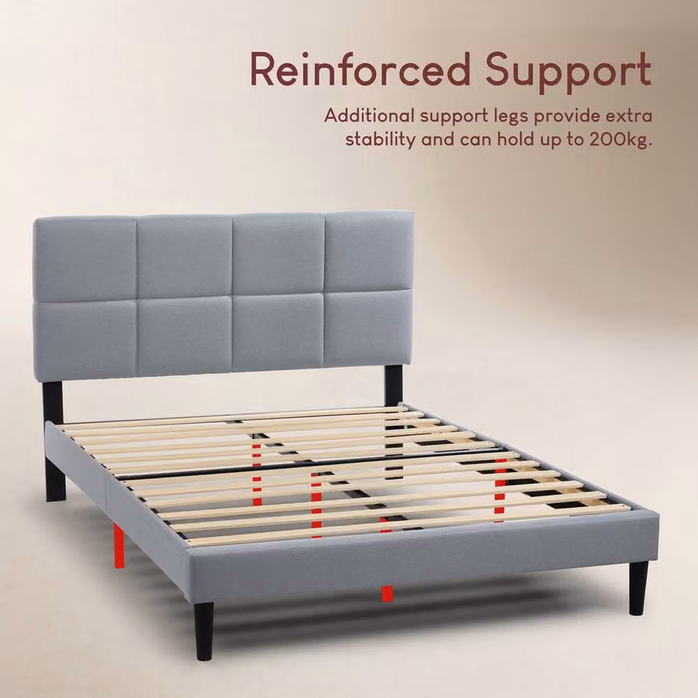 Vida Designs Velmora Fabric Bed Frame in Light Grey, Size: 180 x 200 cm – 3