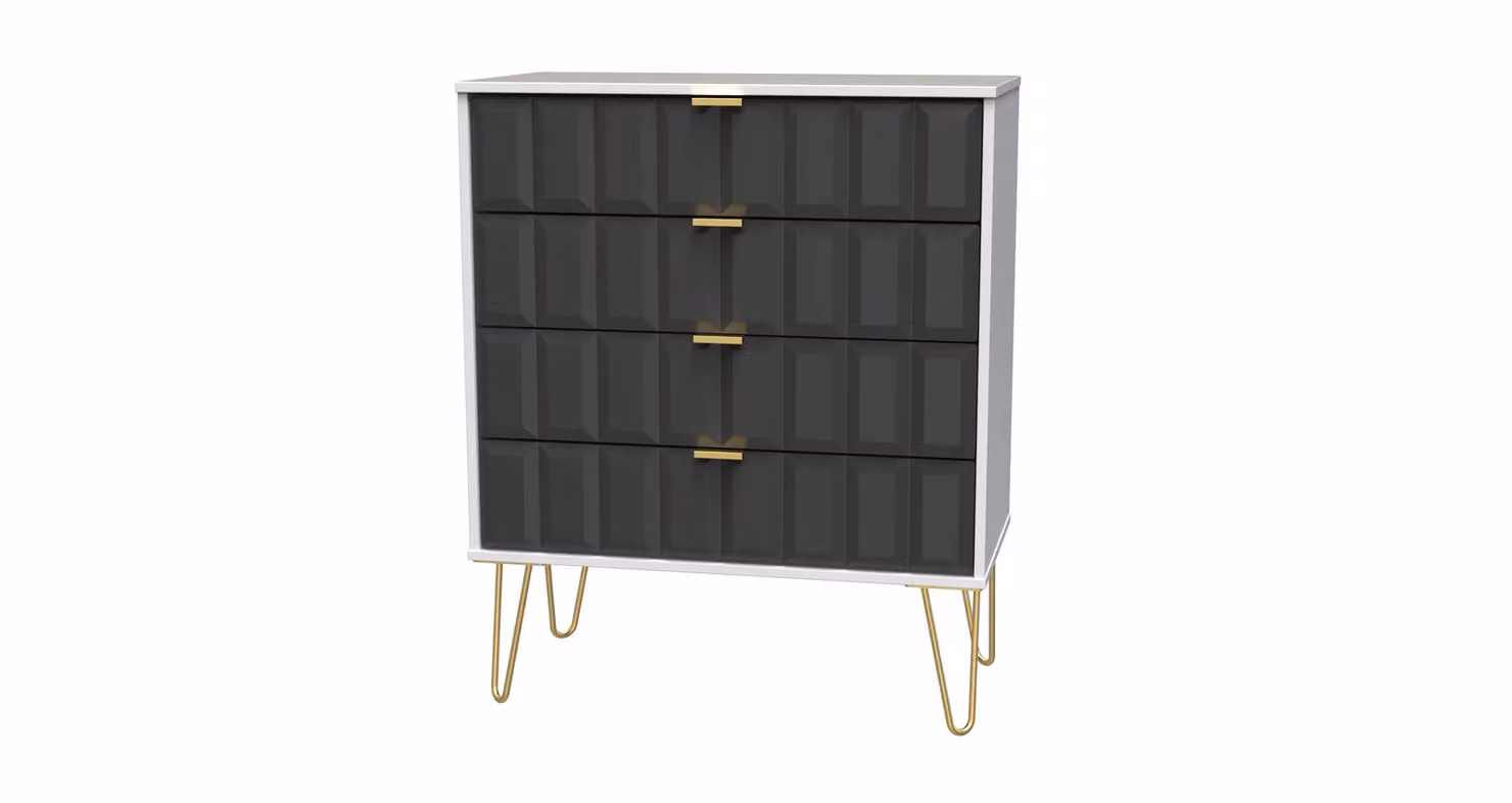 Metro 2 U 4 Drawer Chest in Dark Grey and Gold, Ready Assembled – 2