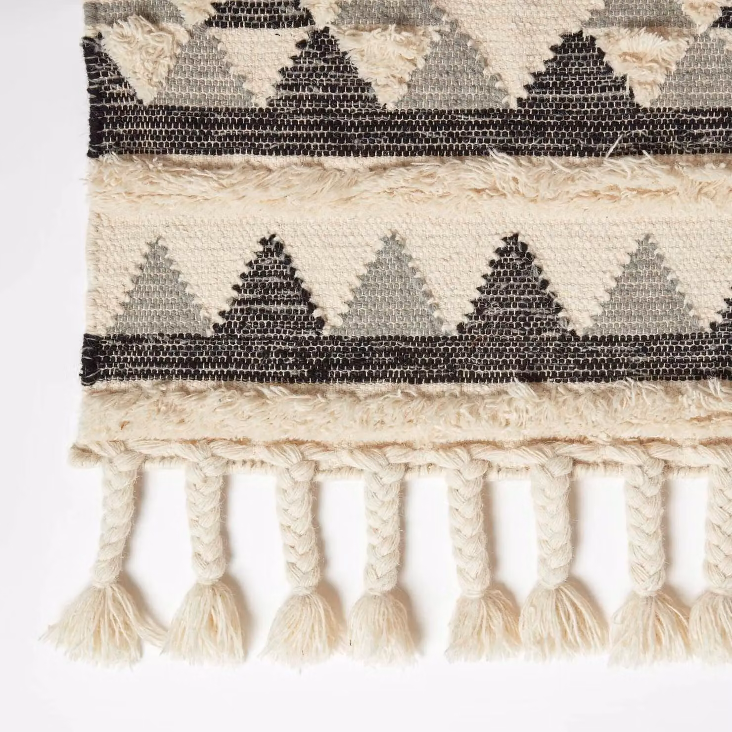 Homescapes Kota Black and Grey Kilim Wool Runner Rug W: 66 cm, L: 200 cm – 3