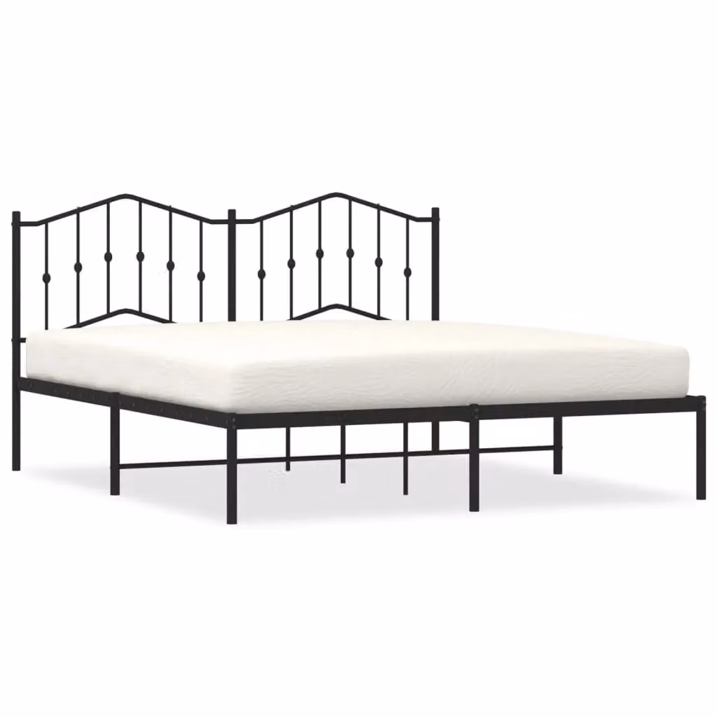 Berkfield Home Metal Bed Frame with Headboard in Black, W/D/H: 160 x 200 cm – 2