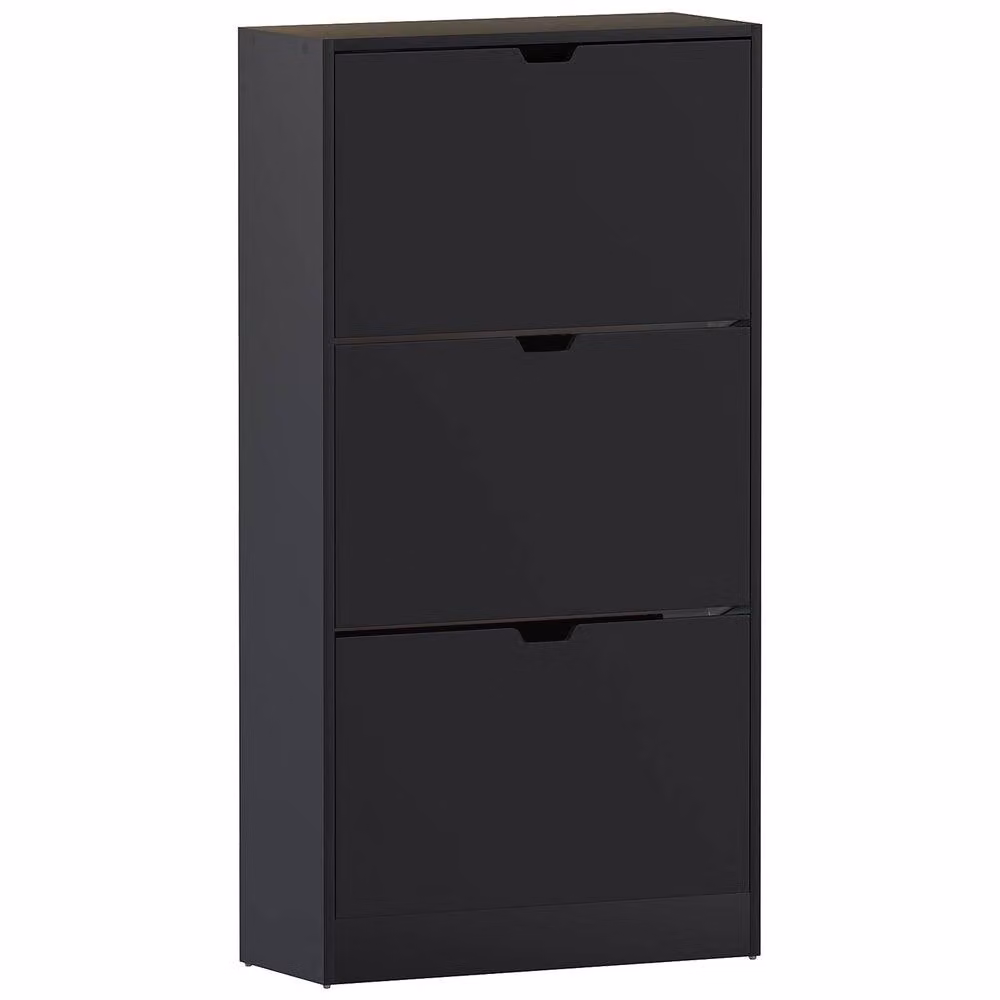 HD Designs Vida Designs Modern Black 3 Drawer Shoe Cabinet with Tilting Compartments – 2