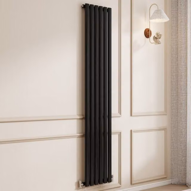 Banyetti Orva Black Vertical Single Oval Column Radiator, H: 180 cm, W: 35.4 cm – 1