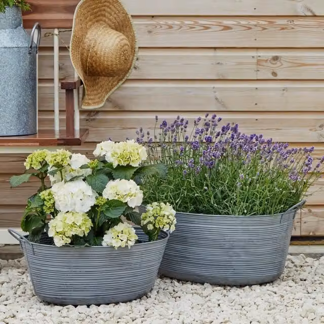 Ivyline Matlock Oval Planter Tub, Grey, W: 48.5 cm, H: 28 cm