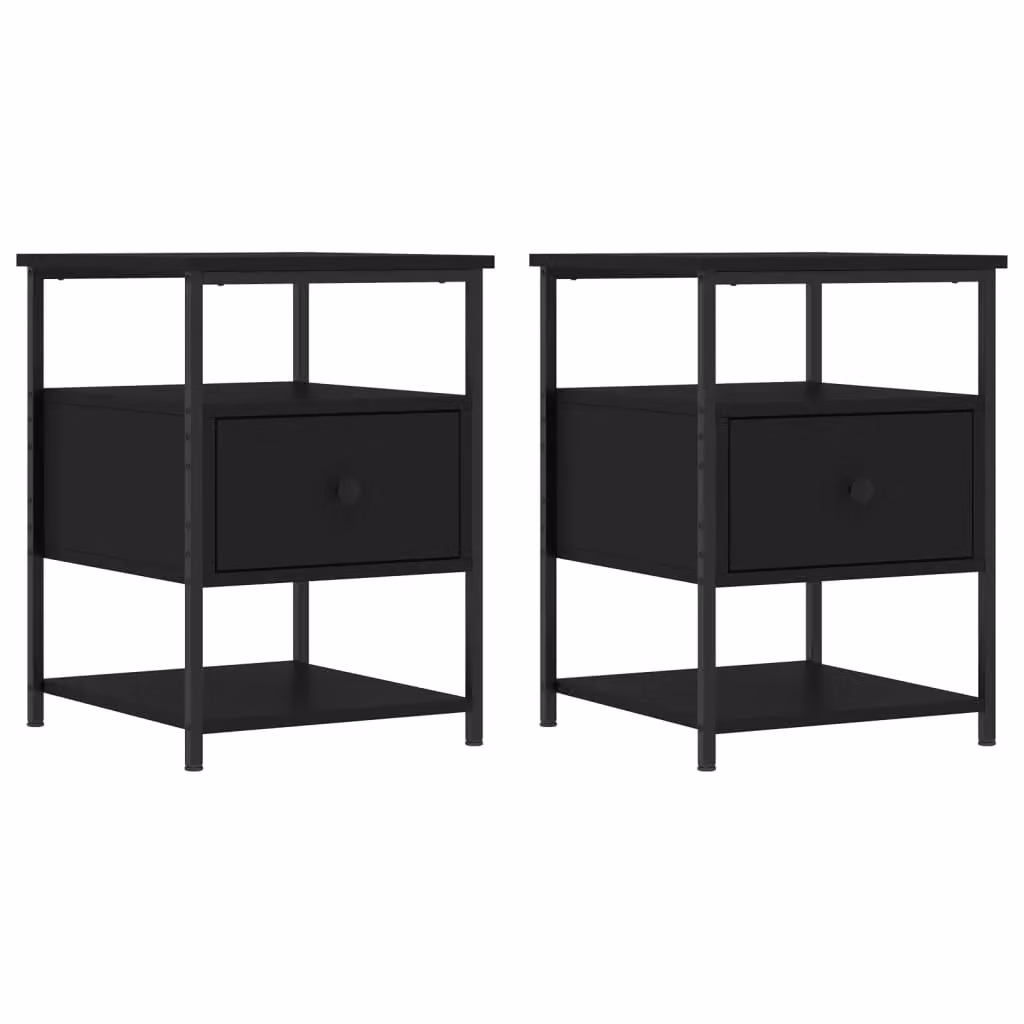 Berkfield Home Set of 2 Black Modern Bedside Cabinets, W/D/H: 40 x 42 x 56 cm – 2