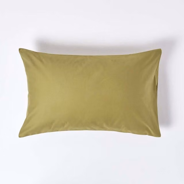 Homescapes 1000 Thread Count Egyptian Cotton Housewife Pillowcase in Green, W/D/H: 74 x 48 cm