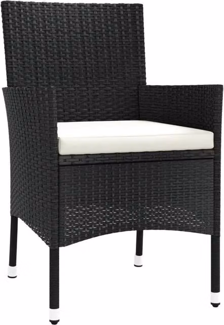 Berkfield Home Beautiful Set of 4 Black Poly Rattan Garden Chairs with Cushions