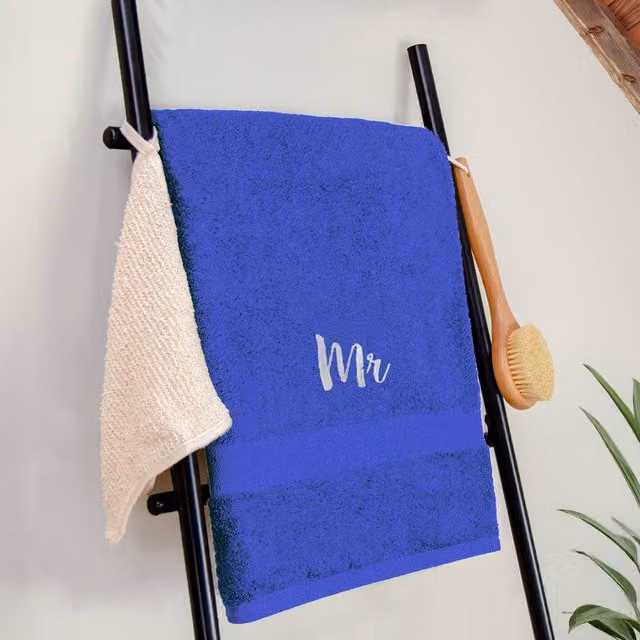 Duncan Stewart Personalised Luxury Cotton Bath Sheet in Blue