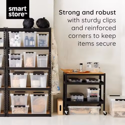 SmartStore 52L Large Plastic Storage Boxes with Lid, 2 Pack, Clear, Clip Locked, Stackable and Nestable, BPA Free, L50 x W39 x H41 cm – 5