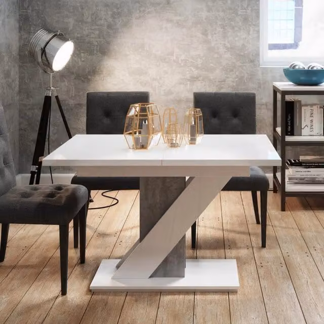 PHD Furniture Mavea Extendable Rectangular Dining Table in White Gloss