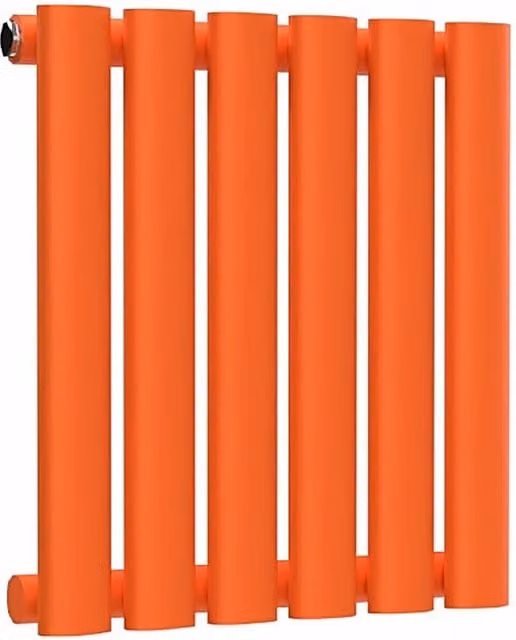 Lux Heat Oval Horizontal Single Wall Radiator in Sunburst Orange, W: 40.0 cm, H: 36.0 cm, D: 4.0 cm