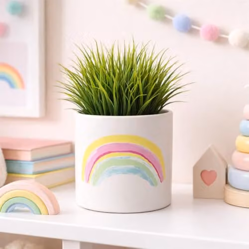 Botanik Leaf Ceramic Rainbow Multicolour Pink Tabletop Planter, W/D/H: 12 x 12 x 12 cm – 2