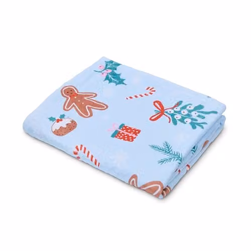 Catherine Lansfield Christmas Gingerbread Cosy Fleece Throw Blanket, Blue, W/D/H: 130 x 170 cm – 2