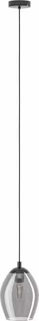 Eglo Estanys Modern Suspended Pendant Light with Transparent Glass and Nickel-Black Metal Finish