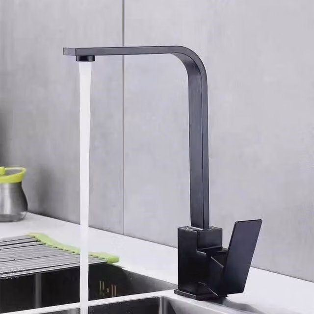 KORVIXA Matt Black Single Lever Kitchen Mixer Tap with Swivel Spout