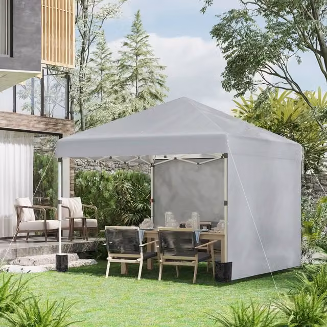 Outsunny Pop Up Gazebo Party Tent, Light Grey, W: 300 cm x D: 300 cm x H: 288 cm