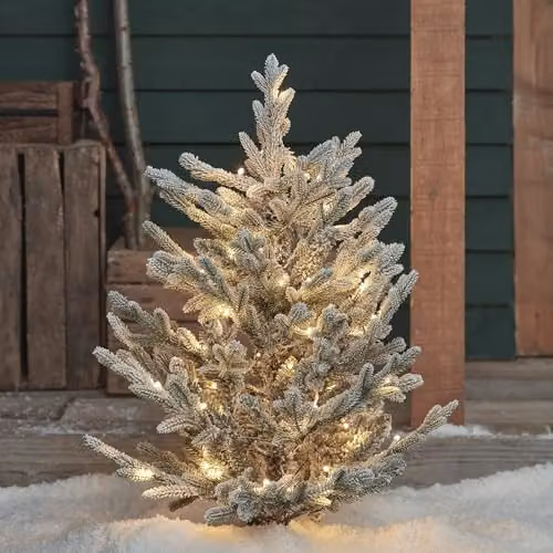 Lights4fun Dual Colour LED Snowy Christmas Tree Stake, Multicolour and White, Height: 91.44 cm