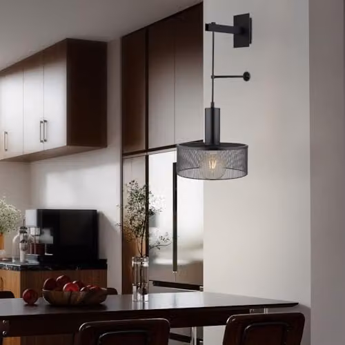 Globo Lighting Black Matt Metal Wall Lamp for Bedrooms, H 57 cm – 2