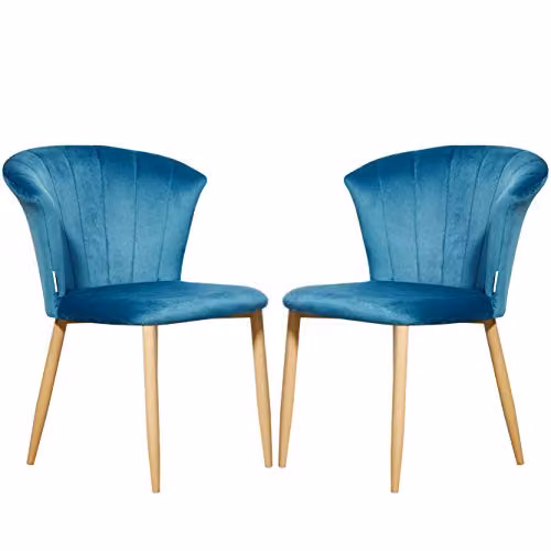 P&N Homewares Elsa Velvet Dining Chairs, Set of 2, Blue – 2