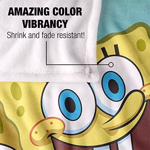 LOGOVISION Spongebob Character Super Soft Fleece Throw Blanket, White, W/D/H: 152 x 127 x 1 cm – 2