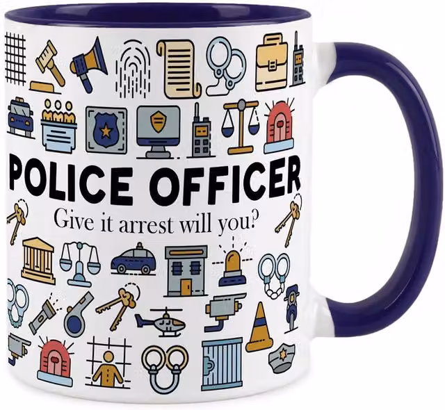 Purely Home Navy Blue Ceramic Novelty Police Officer Mug for Adults