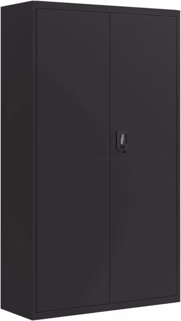 Berkfield Home Black Steel File Cabinet with Hinged Doors and Adjustable Shelves, W/D/H: 105 x 40 x 180 cm – 1