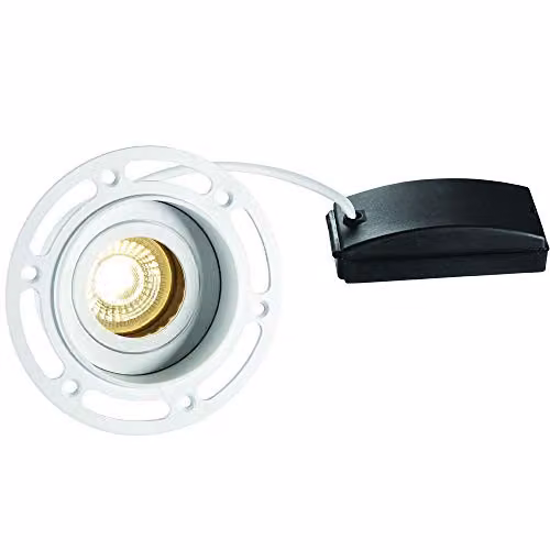 Loops Invisible Plaster Over Round Ceiling Spotlight in Matt White, Adjustable and Dimmable GU10 Recessed Downlight