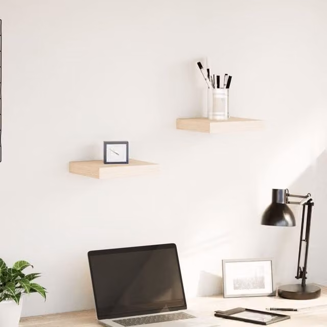 Berkfield Home Floating Shelves, 2 Piece Brown Engineered Wood Set, W/D/H: 23 x 23.5 x 4 cm