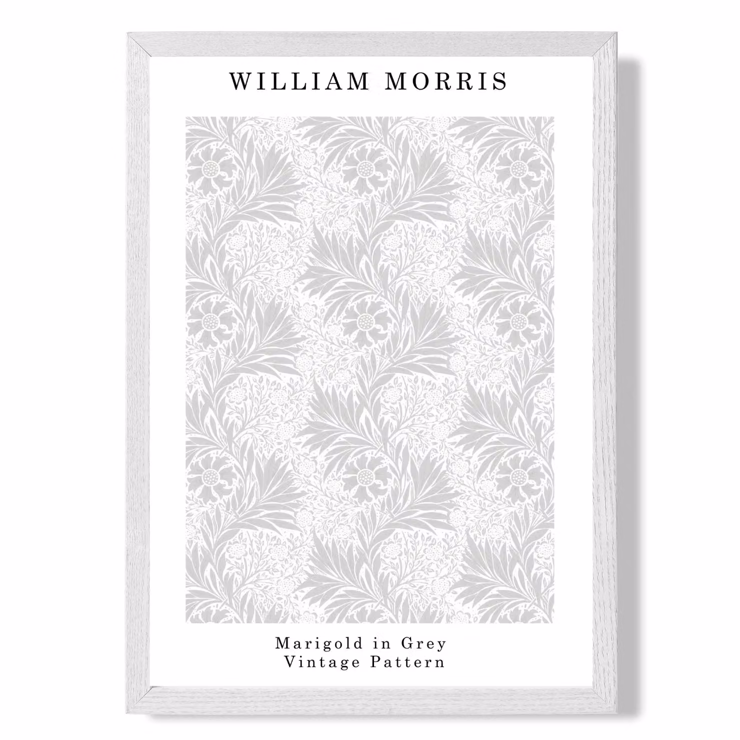 ARTZE William Morris Marigold Floral Art Print in Grey with White Frame, A3 Size – 2