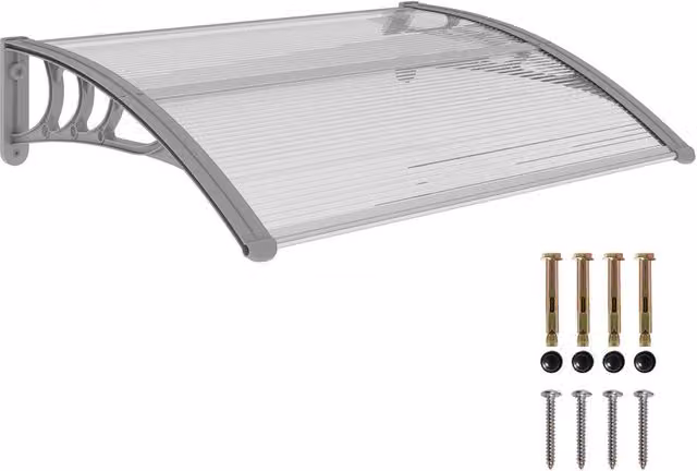 Rolipo Clear Front Door Canopy Awning Rain Shelter, W: 100 cm, D: 75 cm