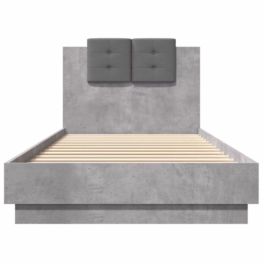 Berkfield Home Upholstered Bed Frame with Under-Bed LED Lighting, Grey, W/D/H: 100 x 200 x 84 cm – 3