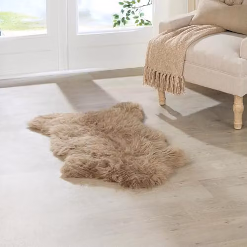 Simply Sheepskin Beige Rectangular Wool and Fur Rug, W: 90 cm, D: 60 cm – 2