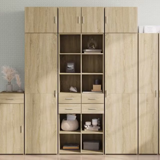 Berkfield Home Sonoma Oak Highboard in Brown, W/D/H: 70 x 42.5 x 185 cm