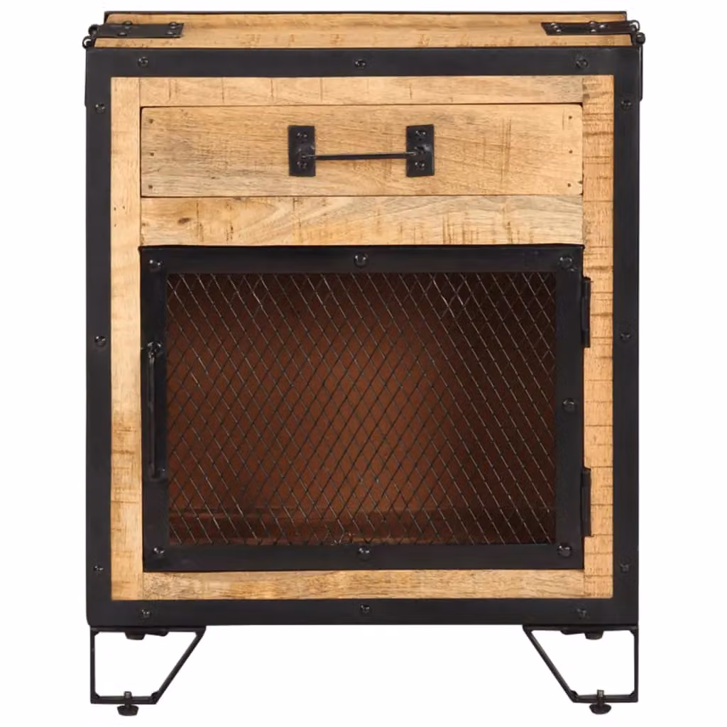 Berkfield Home Industrial Bedside Cabinet in Brown Solid Mango Wood, W/D/H: 43 x 30 x 51 cm – 3
