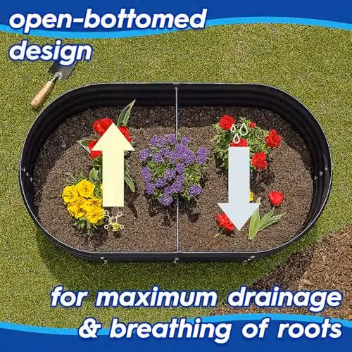 Harbour Housewares Round Bottomless Raised Garden Bed in Green, Galvanised Steel Planter, W: 120 cm, D: 45 cm, H: 45 cm – 3