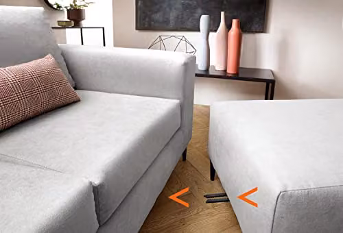 Abakus Direct Capri Reversible L-Shape Corner Sofa with Matching Ottoman in Light Grey – 5