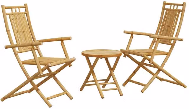 Berkfield Home 3 Piece Bamboo Bistro Set in Brown – 1