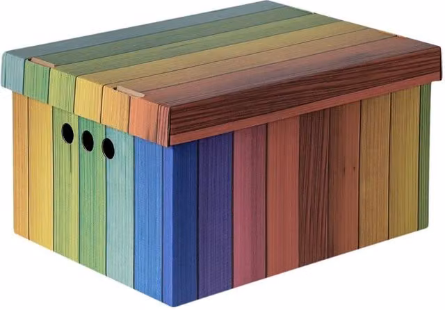 NESTLUNE 2-Piece Multicolour Decorative Cardboard Storage Boxes with Lids for Home or Office – 1