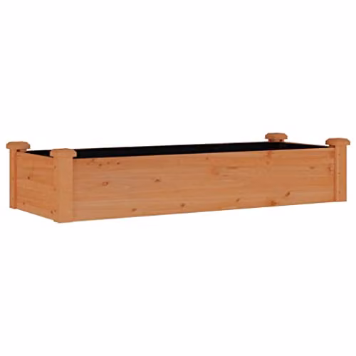 vidaXL Wooden Raised Bed with Liner, Brown, W/D/H: 120 x 45 x 25 cm