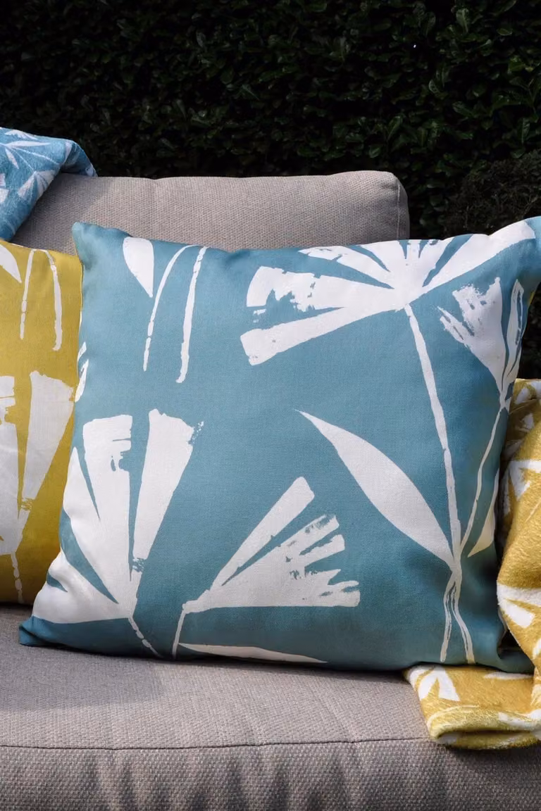 Fusion Alma Outdoor Square Filled Garden Cushion in Petrol Blue, W/D/H: 43 x 43 x 43 cm