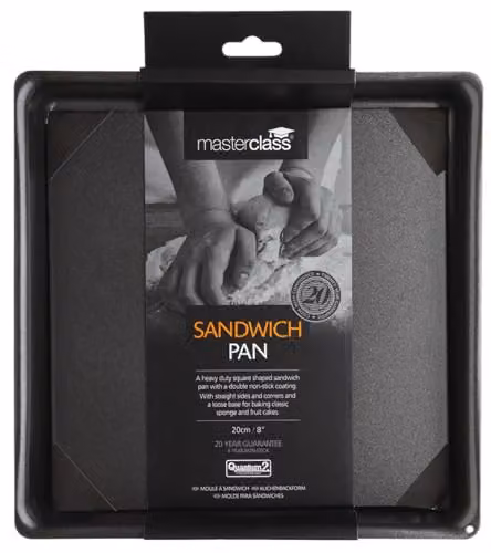 MasterClass Non-Stick Square Carbon Steel Cake Tin, Grey, 20 cm – 2