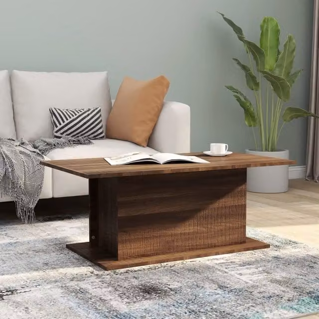 Berkfield Home Modern Rectangular Coffee Table in Brown Oak, W/D/H: 102 x 55.5 x 40 cm – 1