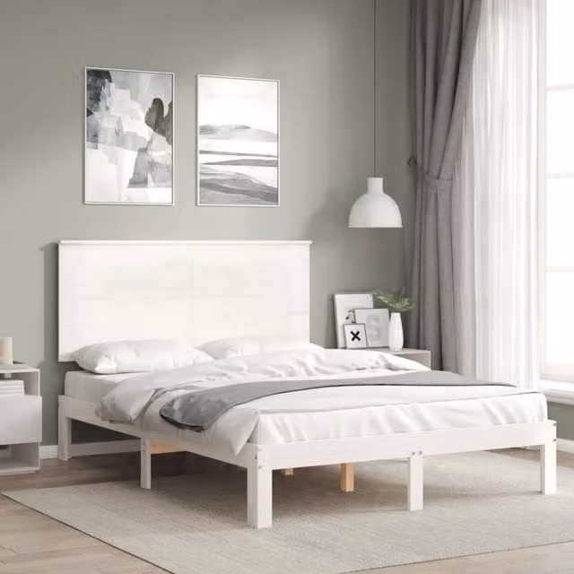 Berkfield Home Beautiful Small Double Solid Wood Bed Frame in White, 120 x 200 cm – 1