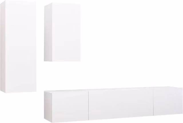 Berkfield Home 4 Piece Modern White Matt TV Cabinet Set in Engineered Wood
