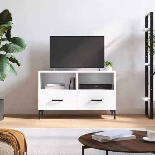 vidaXL Modern High Gloss White TV Cabinet, W: 80 cm, D: 36 cm, H: 50 cm – 2
