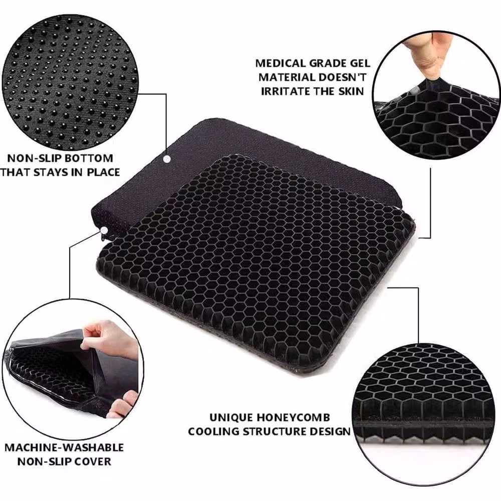 KORVIXA Honeycomb Breathable Gel Seat in Black, W: 120 cm x L: 150 cm – 4