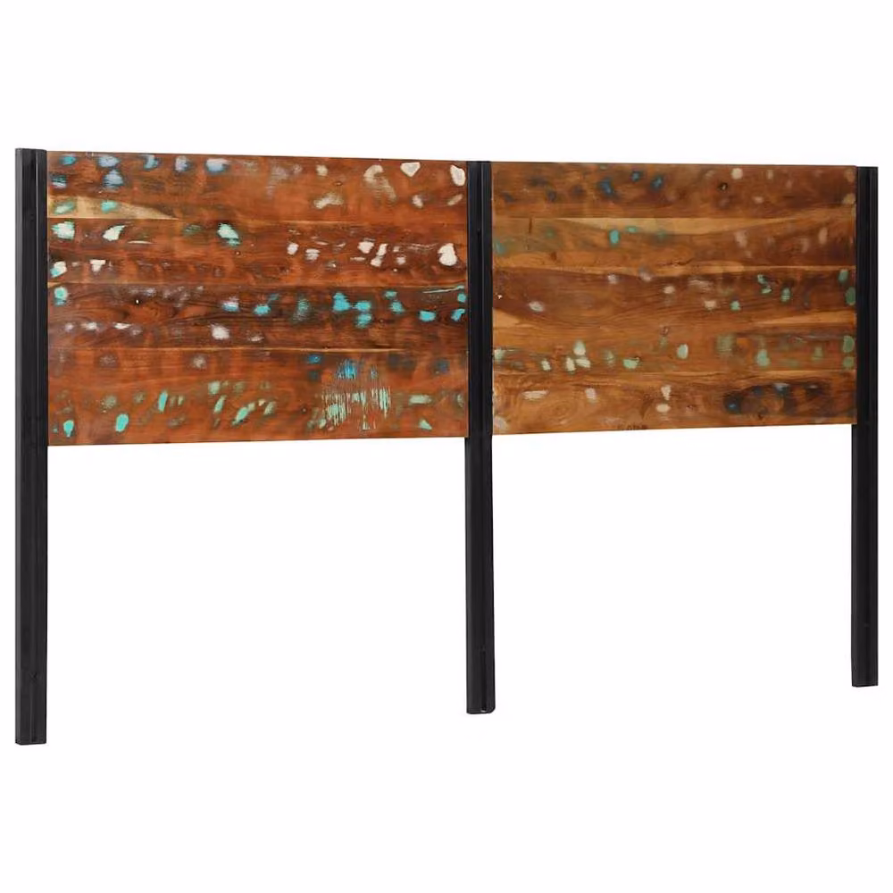 Berkfield Home Industrial Headboard in Brown Reclaimed Solid Wood and Iron, Width: 180 cm – 2