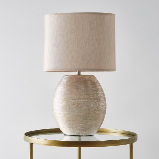 K Living Waltham Ceramic Table Lamp in Gold and Beige
