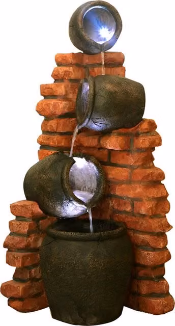 Primrose Classic Cascading Ceramic Tabletop Water Feature in Brown