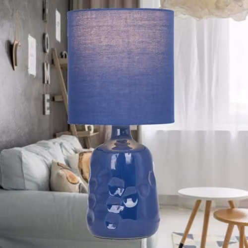 First Choice Lighting Set of 2 Blue Ceramic Dimple Table Lamps – 3