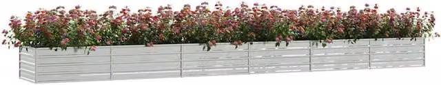 Berkfield Home Garden Galvanised Steel Raised Bed in Silver, W: 600 cm, D: 80 cm, H: 45 cm – 1